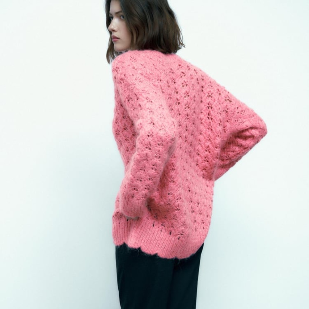 Zara Pink Wool Blend Oversized Sweater - Picture 10 of 15